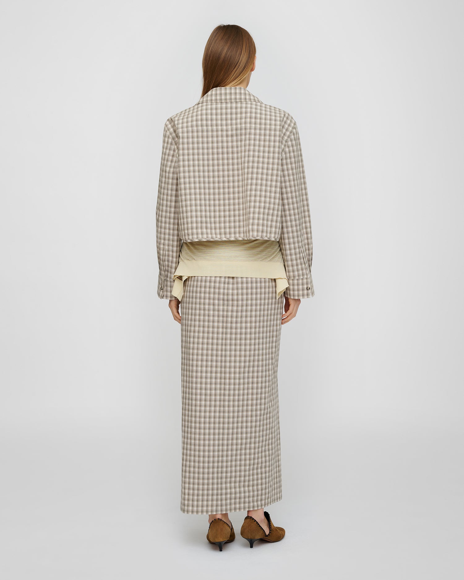 Usha - Checked Shirting Dress - Creme/Grey