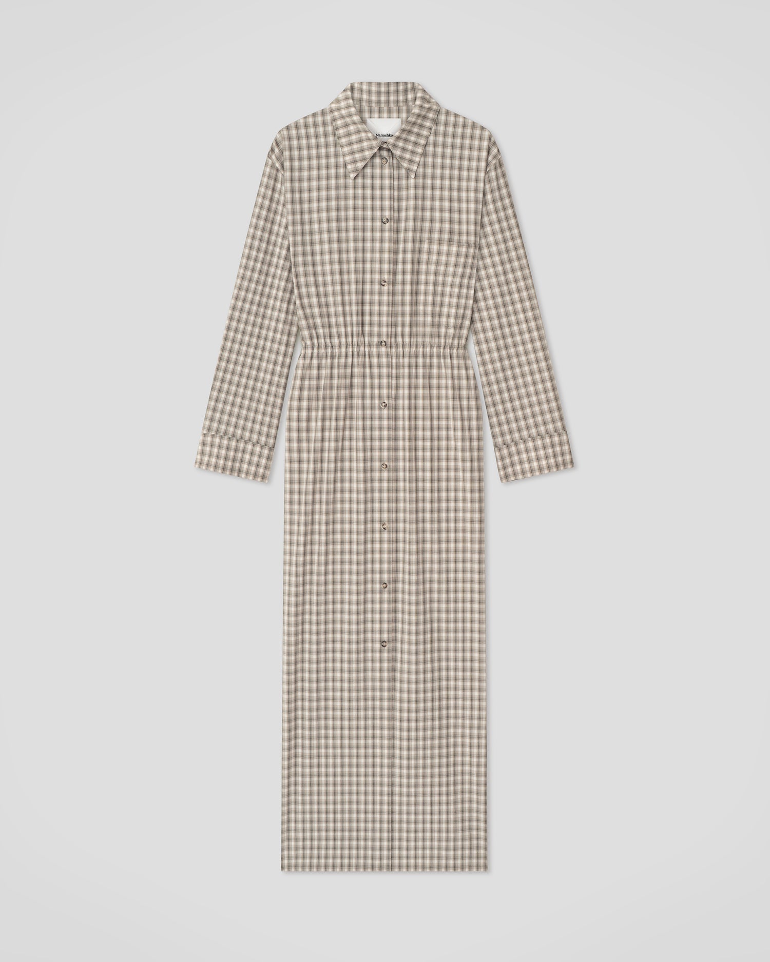 Usha - Checked Shirting Dress - Creme/Grey