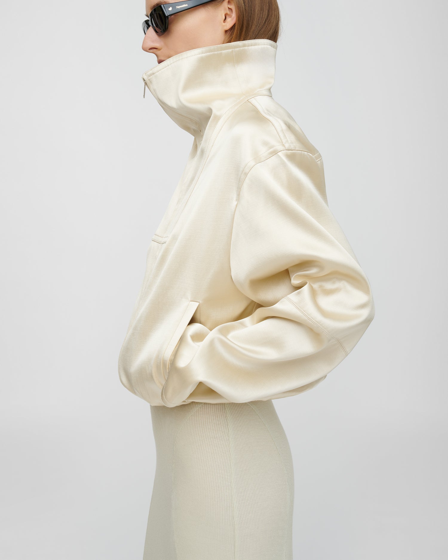 Alonza - Funnel neck jacket - Creme – Nanushka