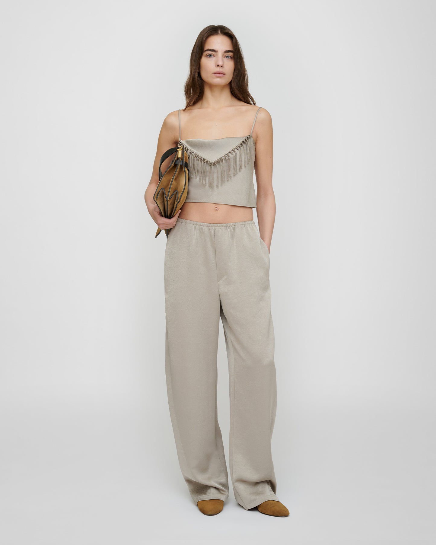 Zoela - Crisp Satin Pants - Silver