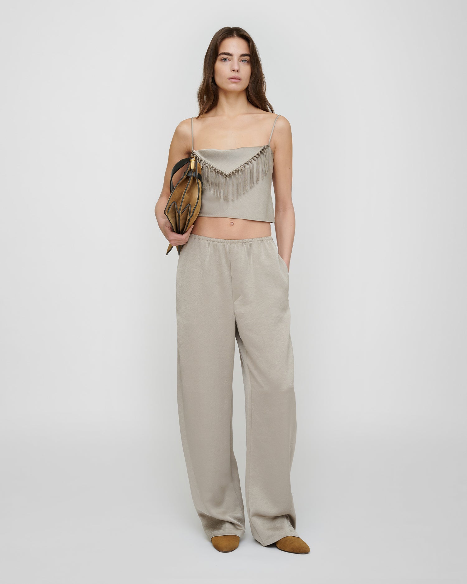 Zoela - Crisp Satin Pants - Silver