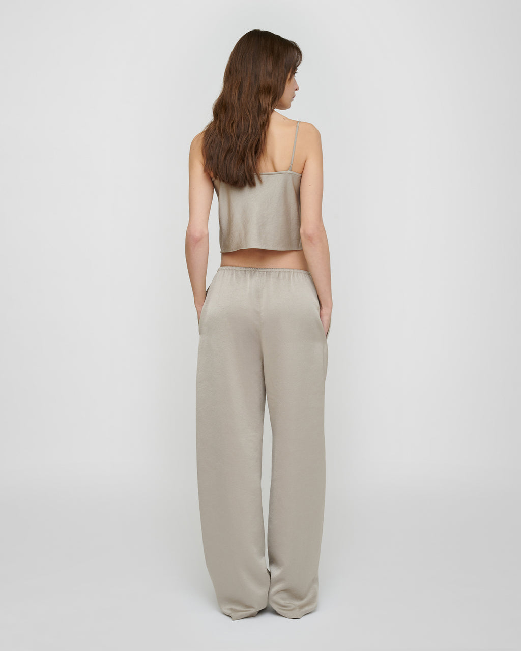 Zoela - Crisp Satin Pants - Silver