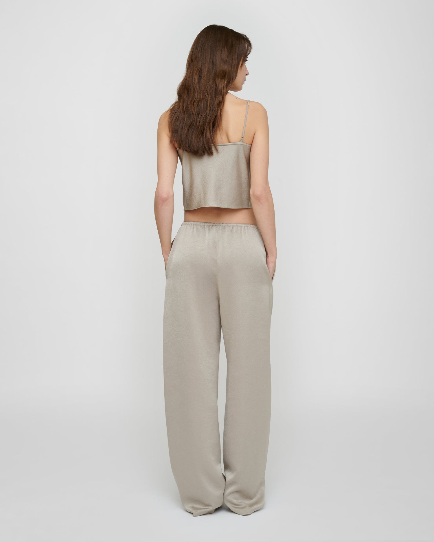 Zoela - Crisp Satin Pants - Silver