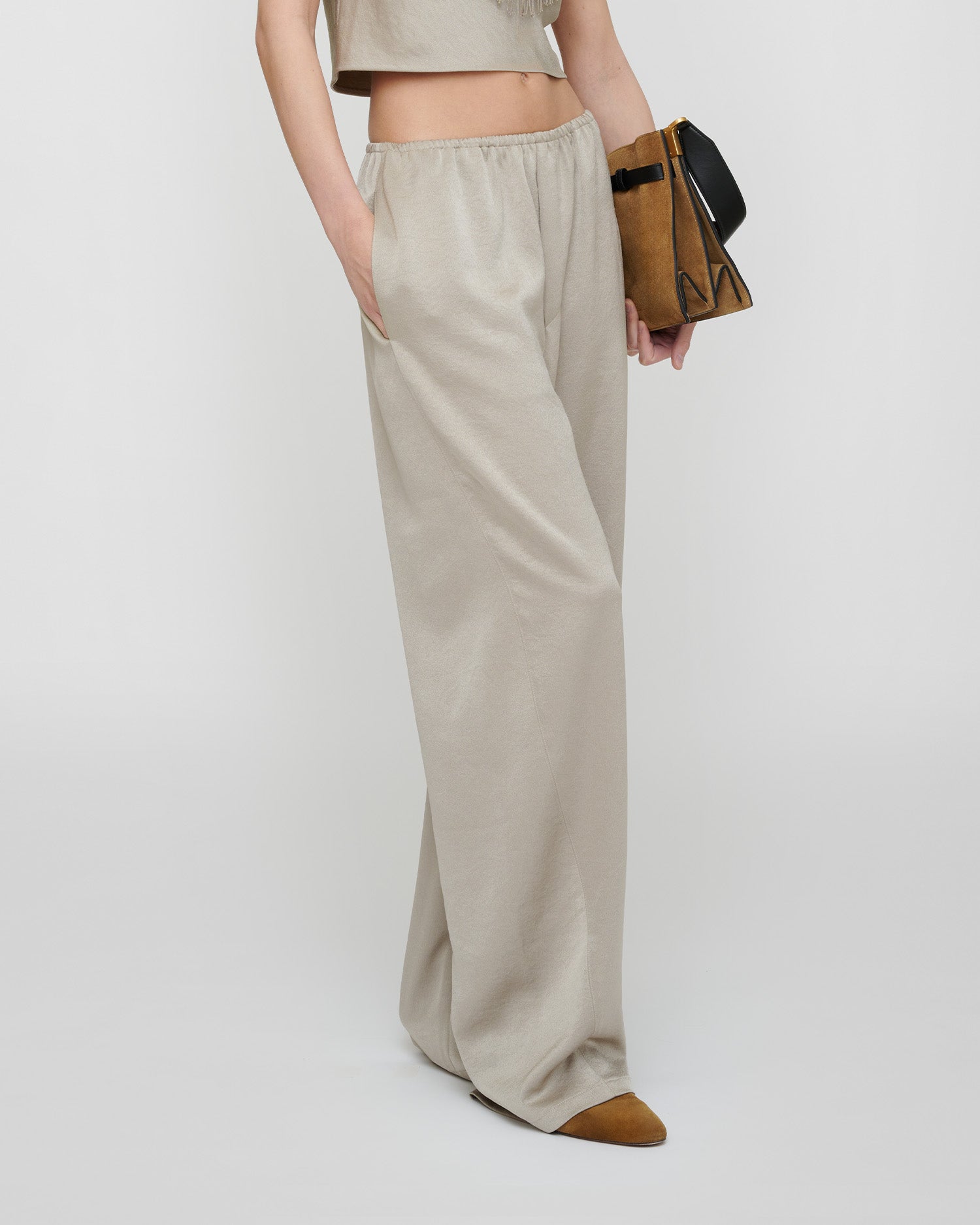 Zoela - Crisp Satin Pants - Silver