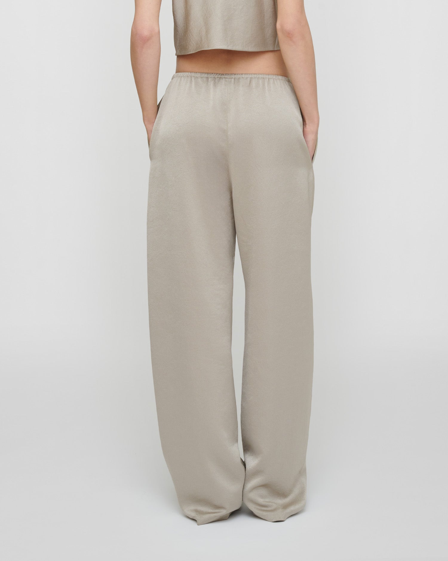 Zoela - Crisp Satin Pants - Silver