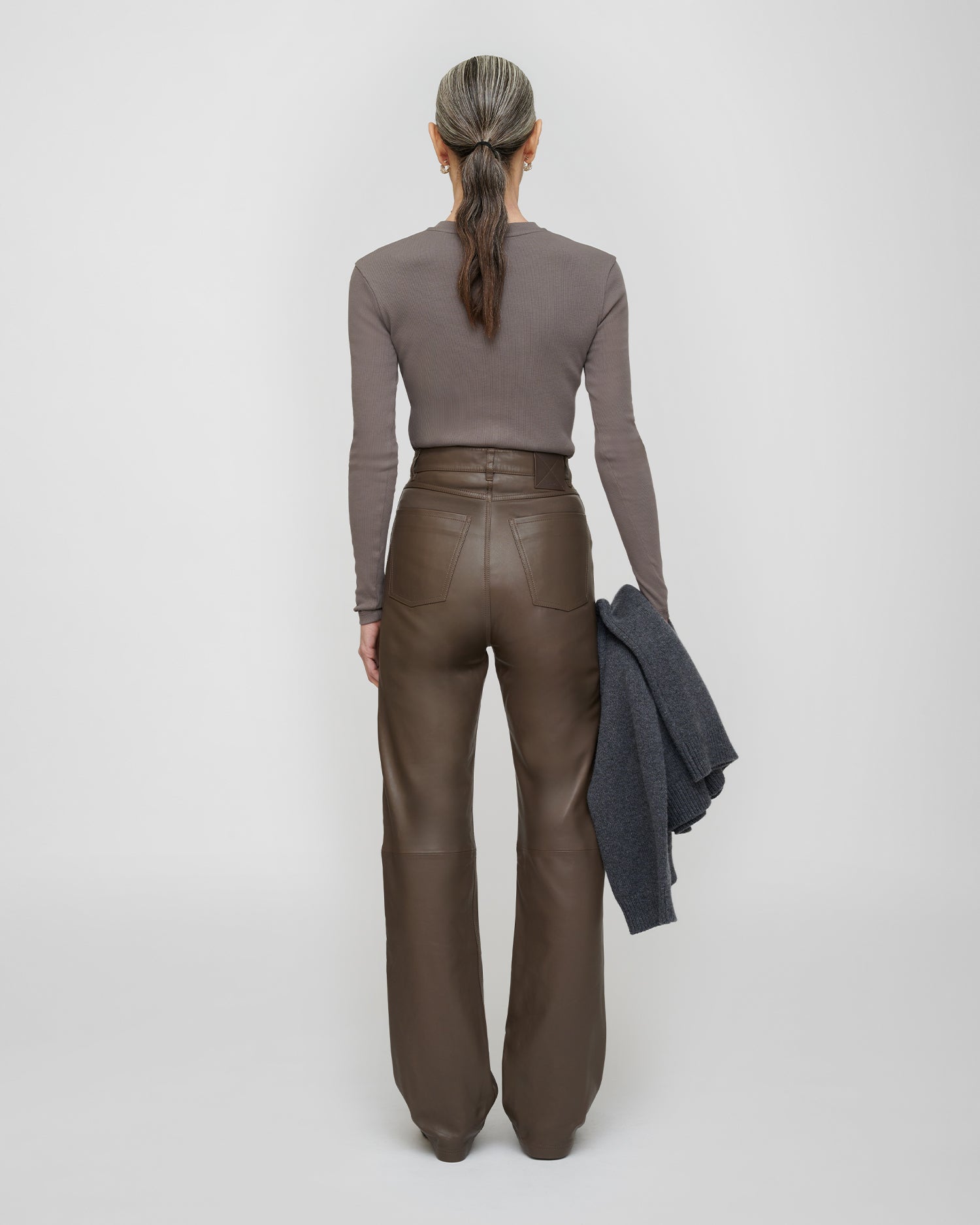 Martie - Leather Pants - Dark Taupe