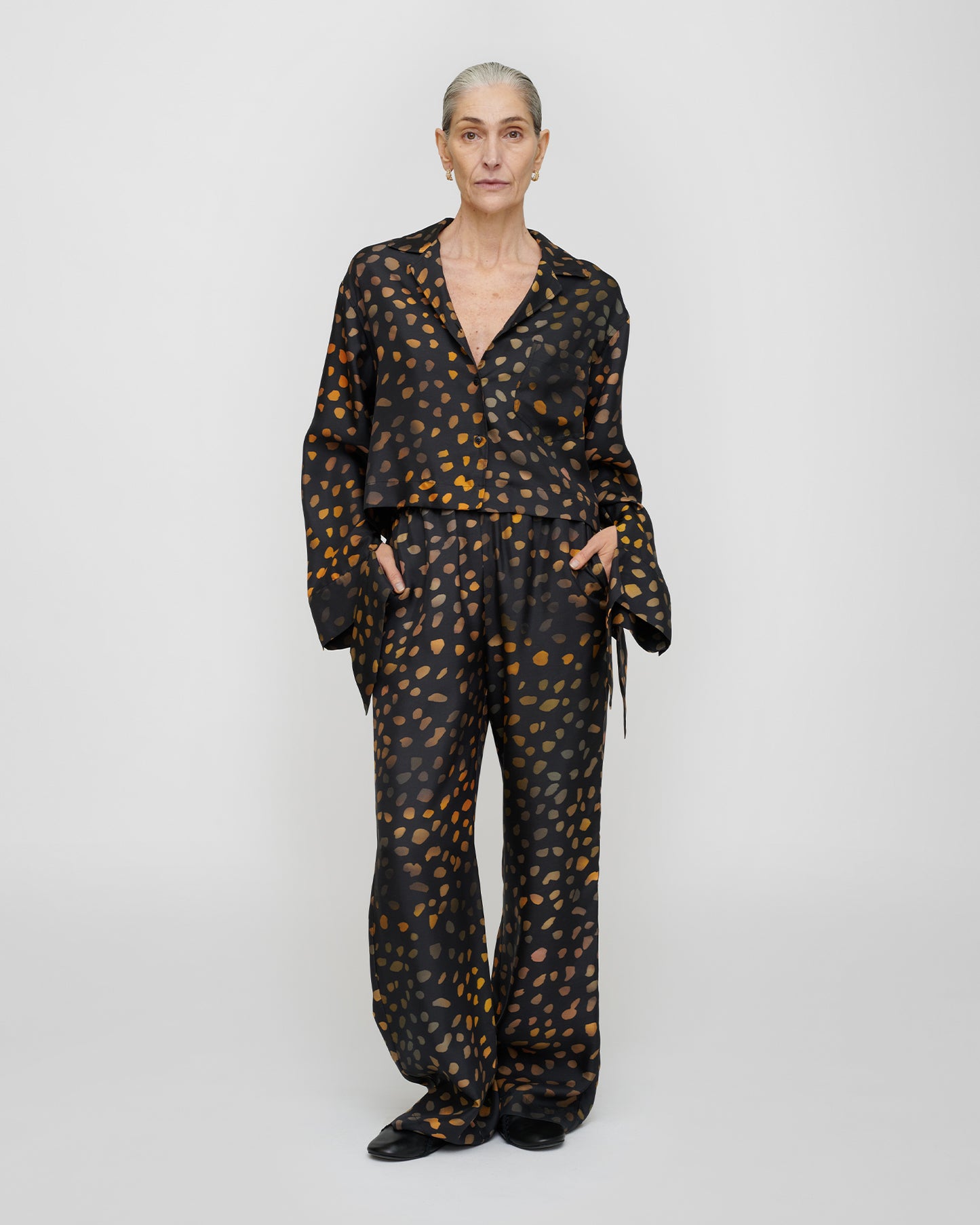Arvenn - Twill Silk Pants - Moonlit Dots