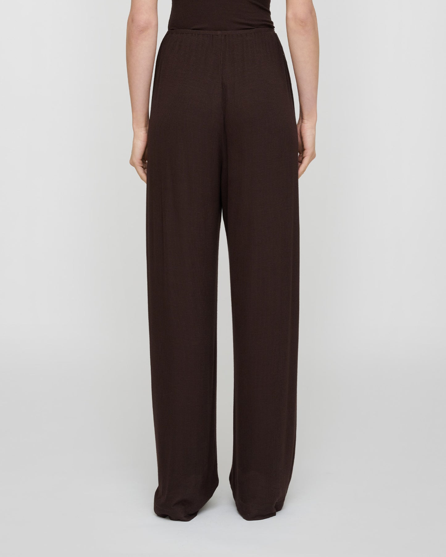 Zoela - Fluid Rib Pants - Dark Brown