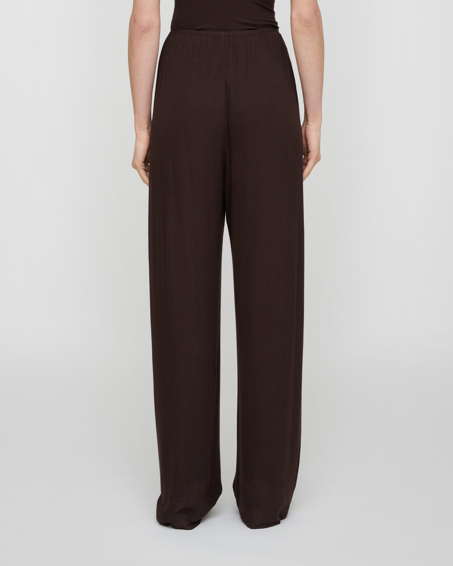 Zoela - Fluid Rib Pants - Dark Brown
