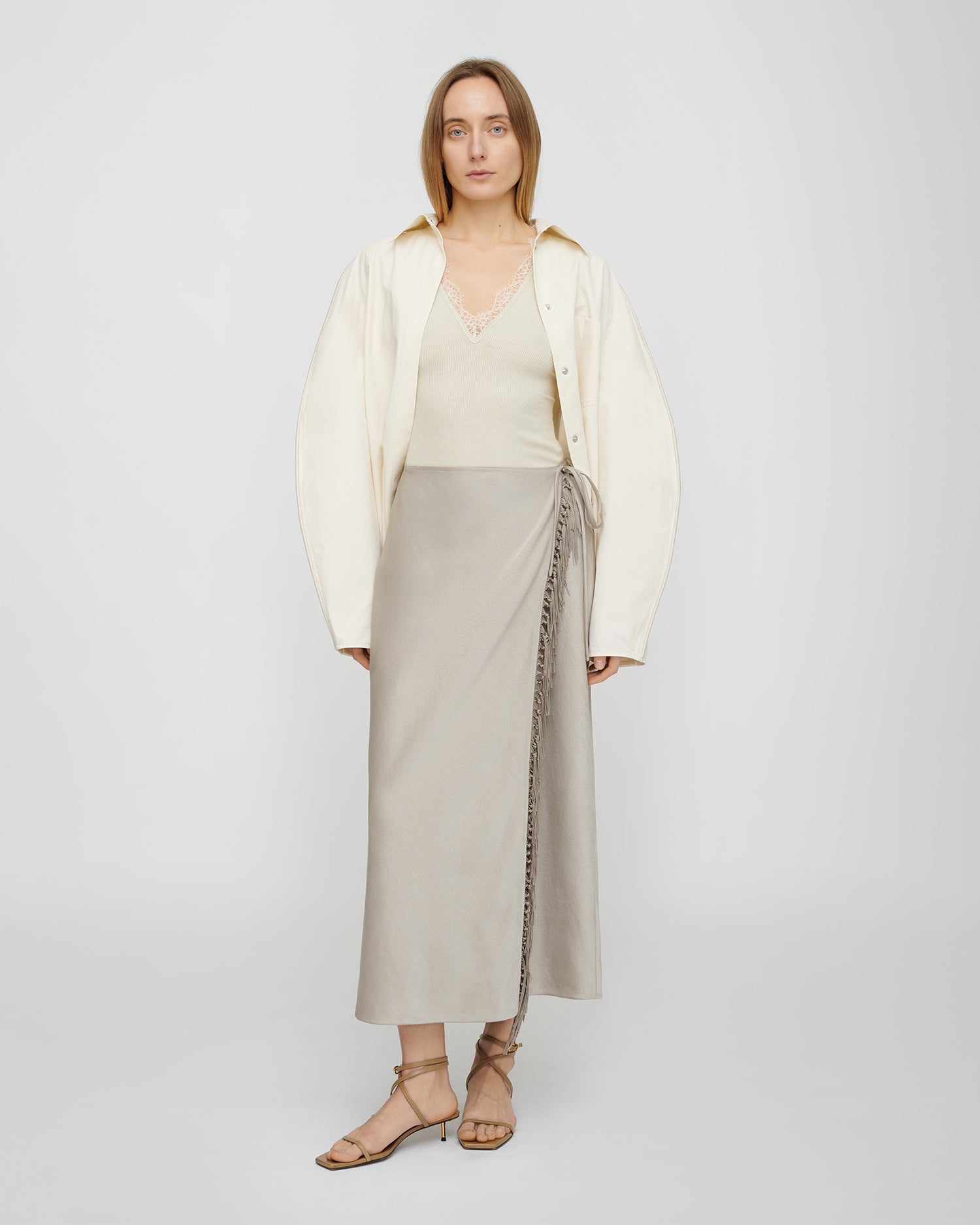 Gargi - Crisp Satin Skirt - Silver