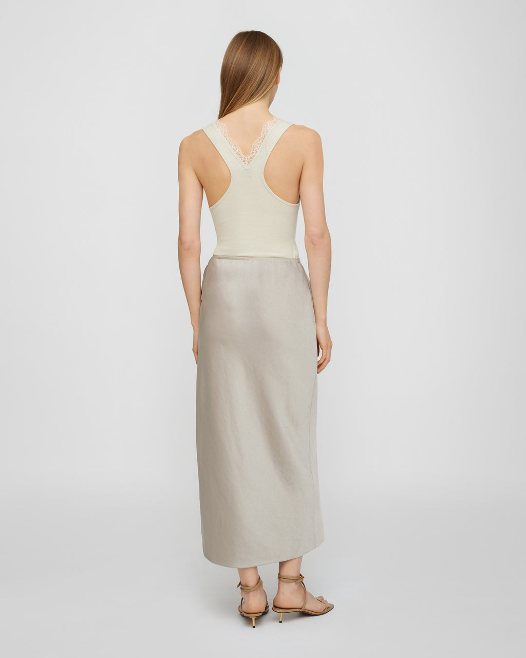 Gargi - Crisp Satin Skirt - Silver