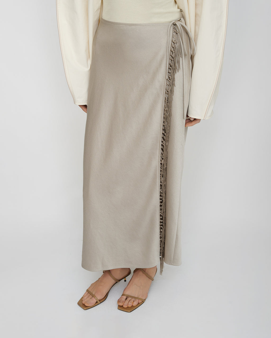 Gargi - Crisp Satin Skirt - Silver