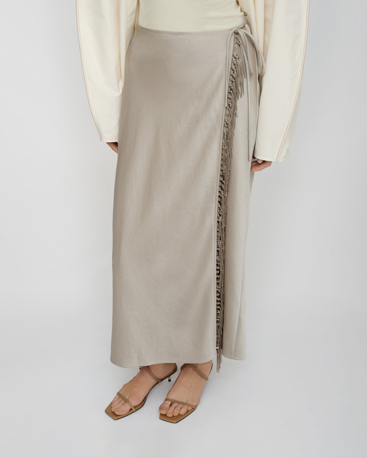 Gargi - Crisp Satin Skirt - Silver