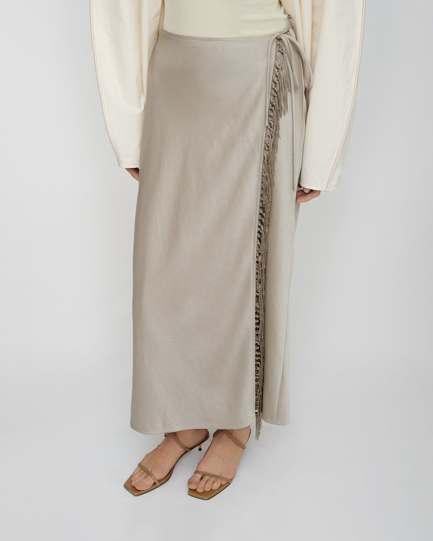 Gargi - Crisp Satin Skirt - Silver