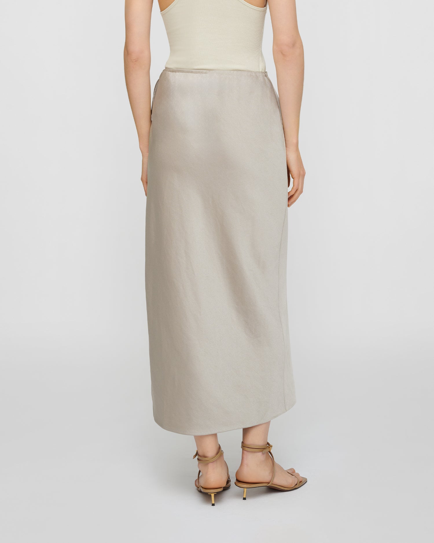 Gargi - Crisp Satin Skirt - Silver