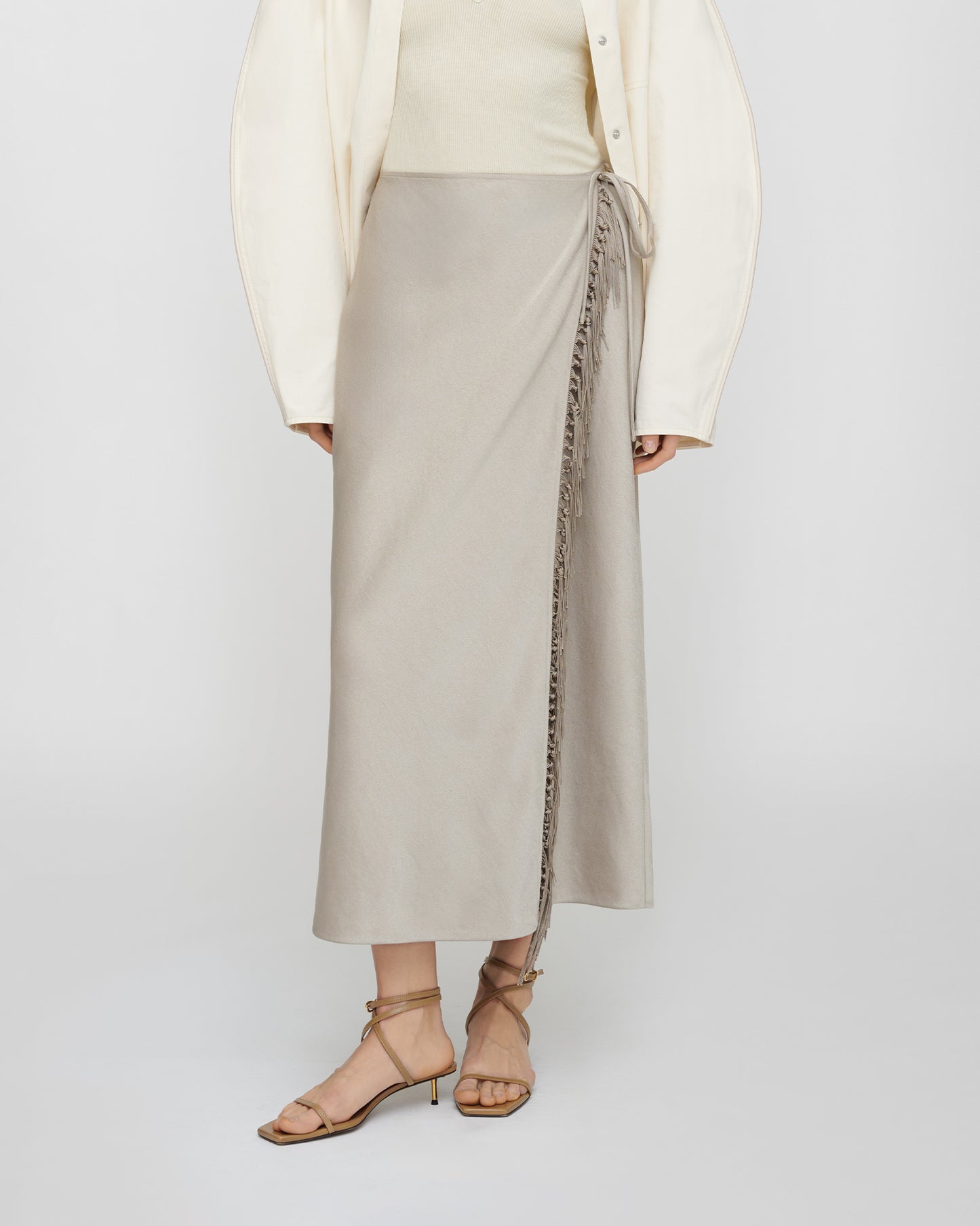 Gargi - Crisp Satin Skirt - Silver