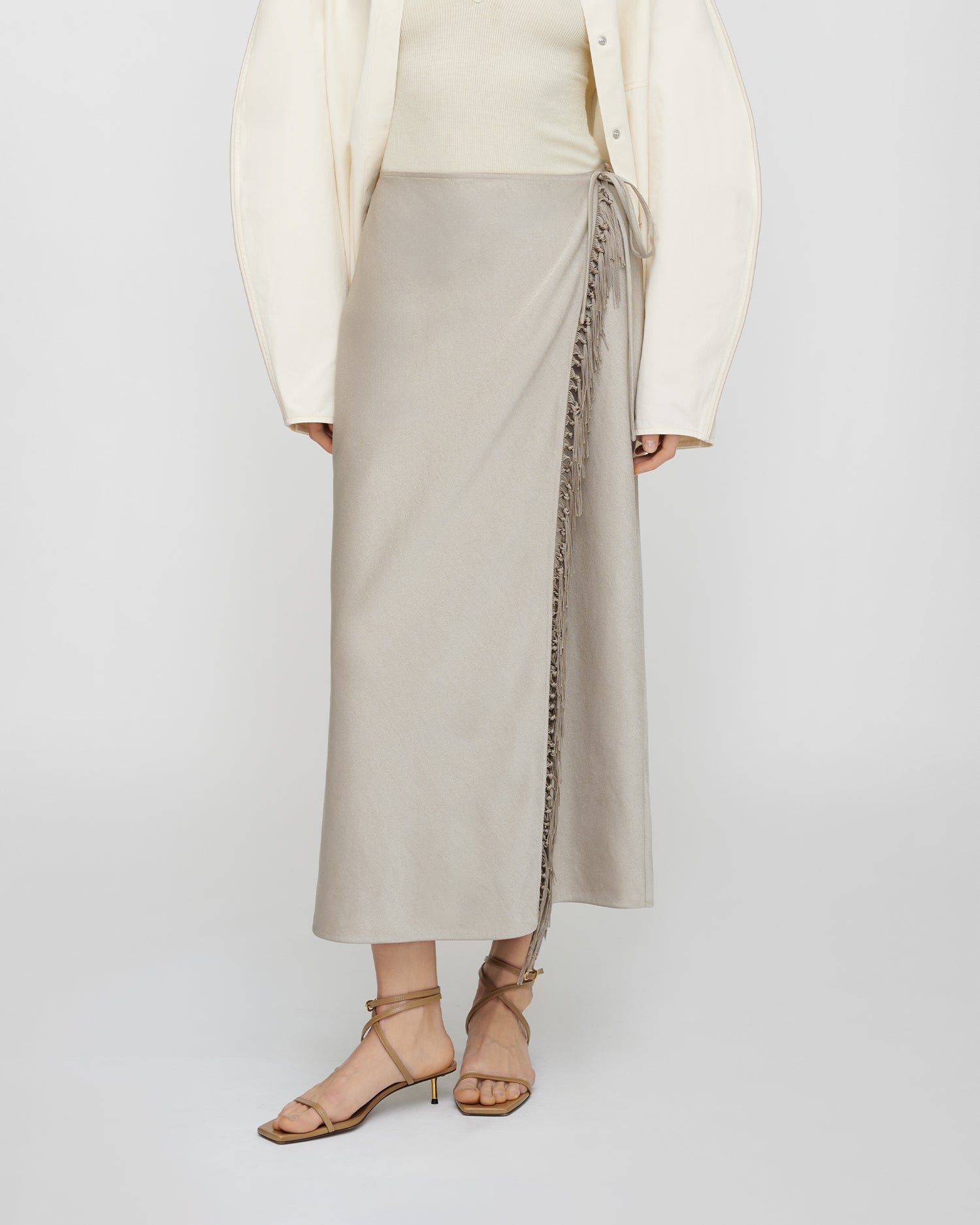 Gargi - Crisp Satin Skirt - Silver