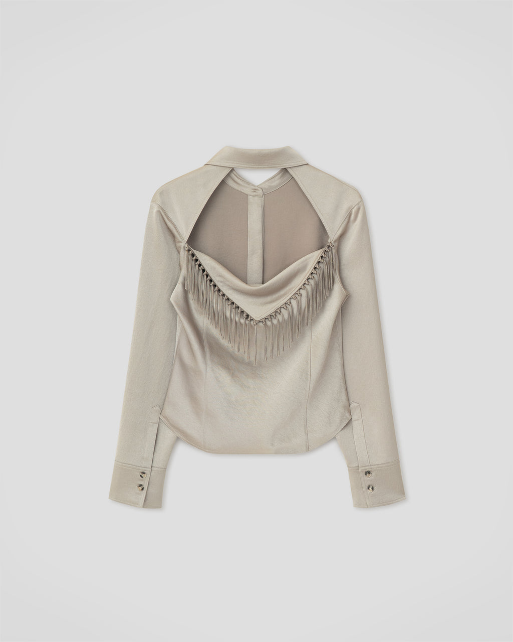 Anjana - Crisp Satin Shirt - Silver