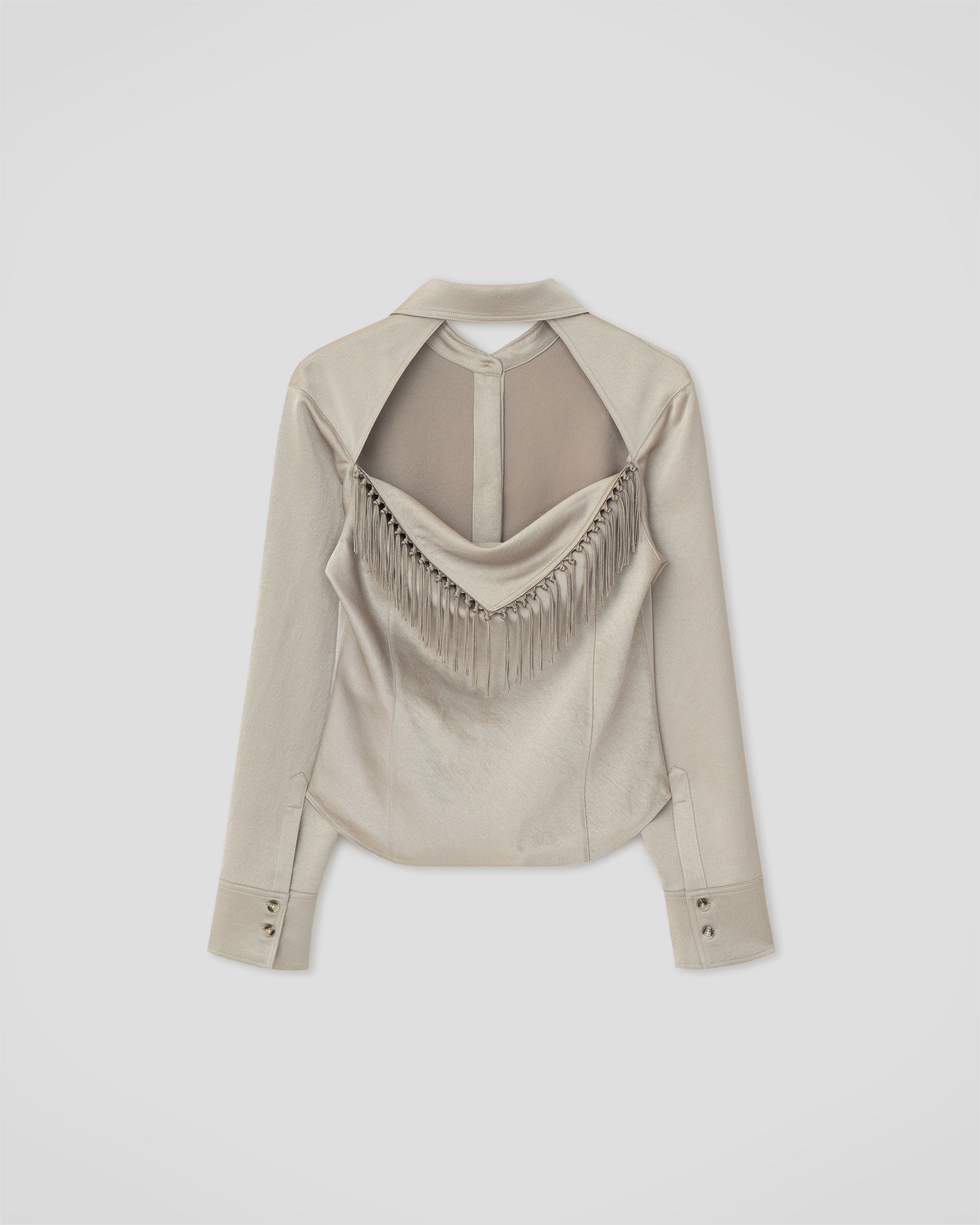 Anjana - Crisp Satin Shirt - Silver