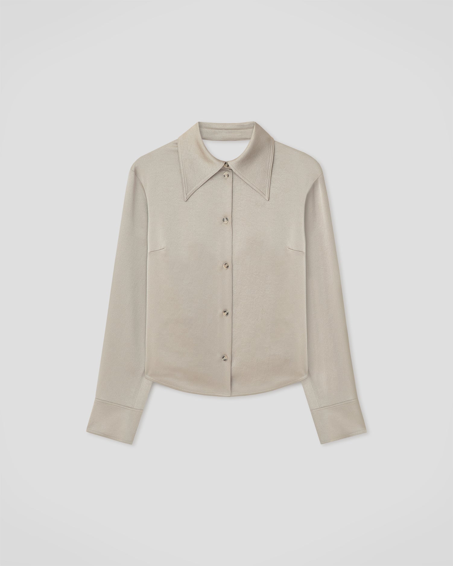 Anjana - Crisp Satin Shirt - Silver