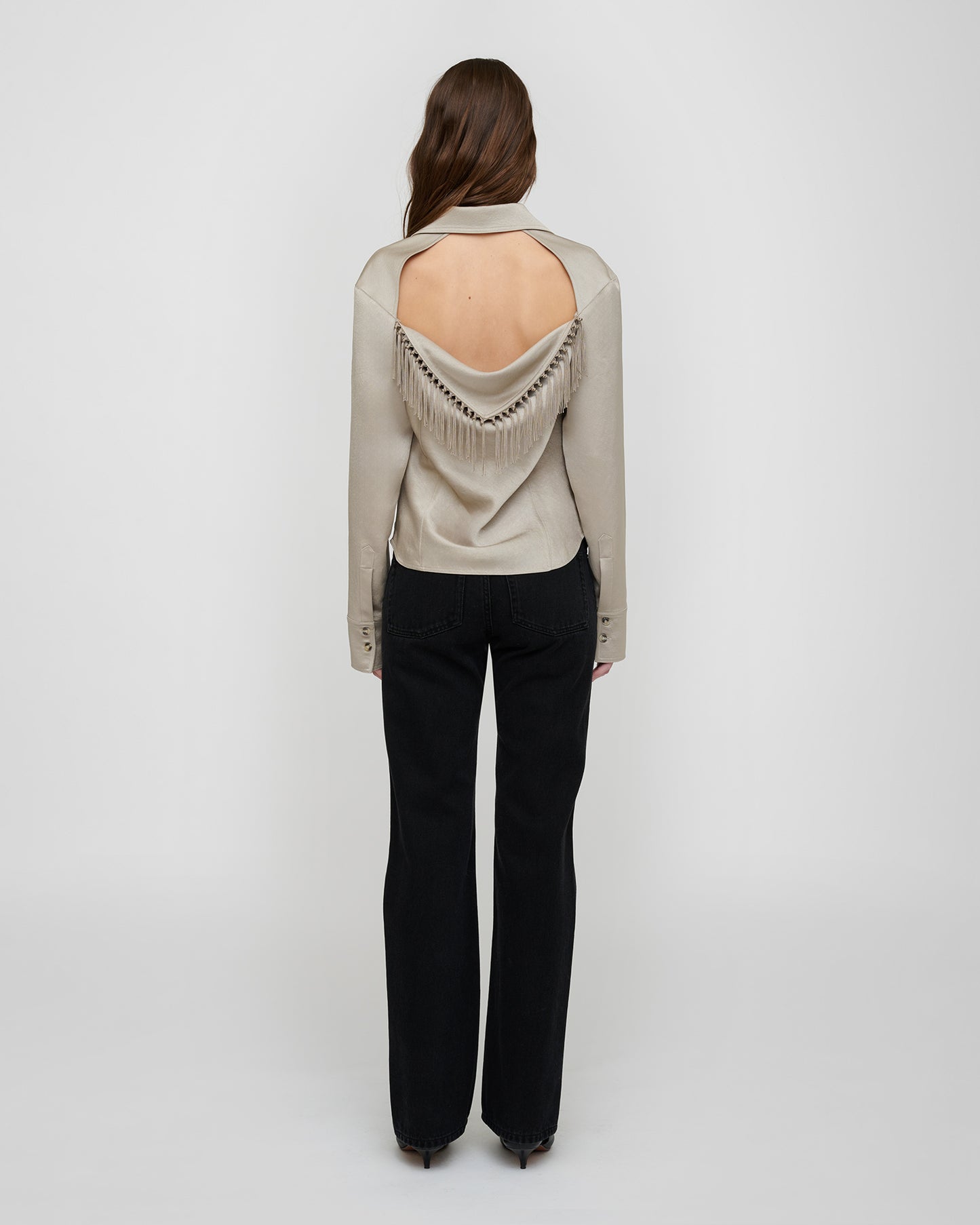 Anjana - Crisp Satin Shirt - Silver