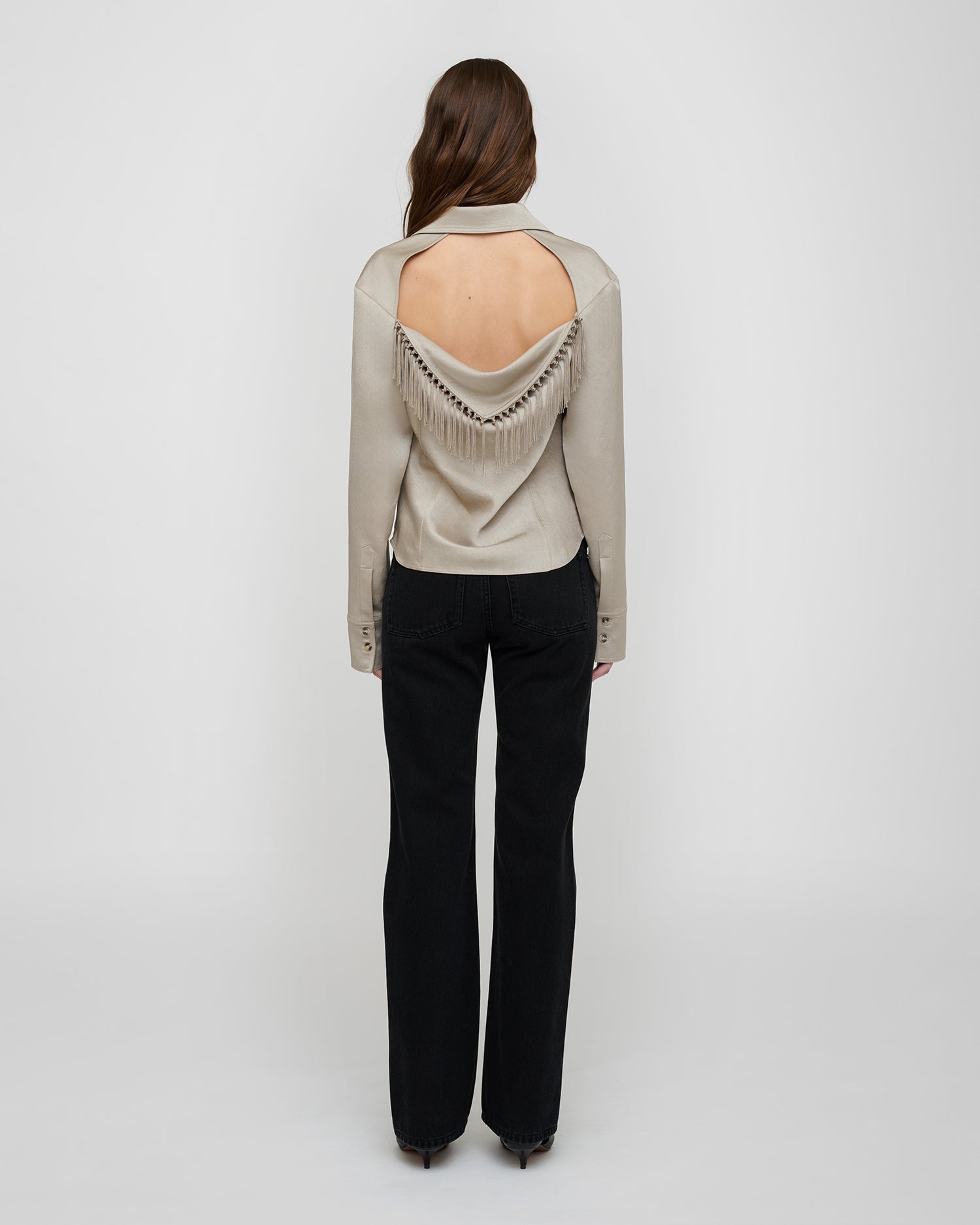 Anjana - Crisp Satin Shirt - Silver