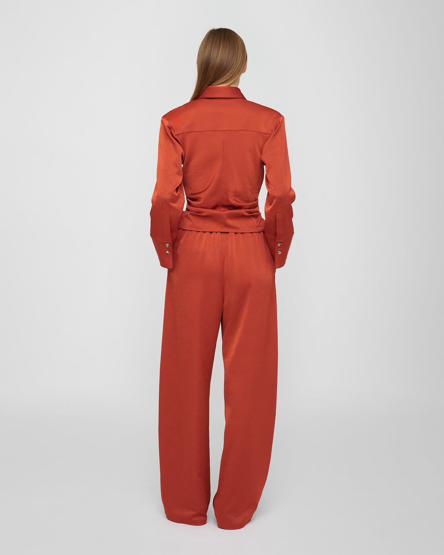 Estrid - Crisp Satin Shirt - Rouge