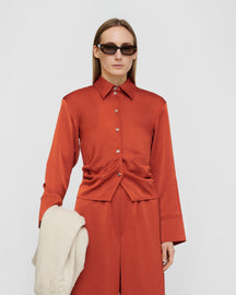 Estrid - Crisp Satin Shirt - Rouge