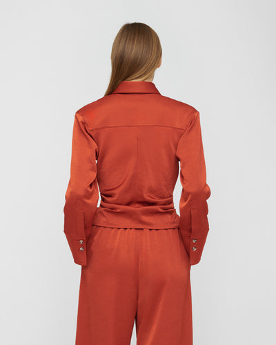 Estrid - Crisp Satin Shirt - Rouge