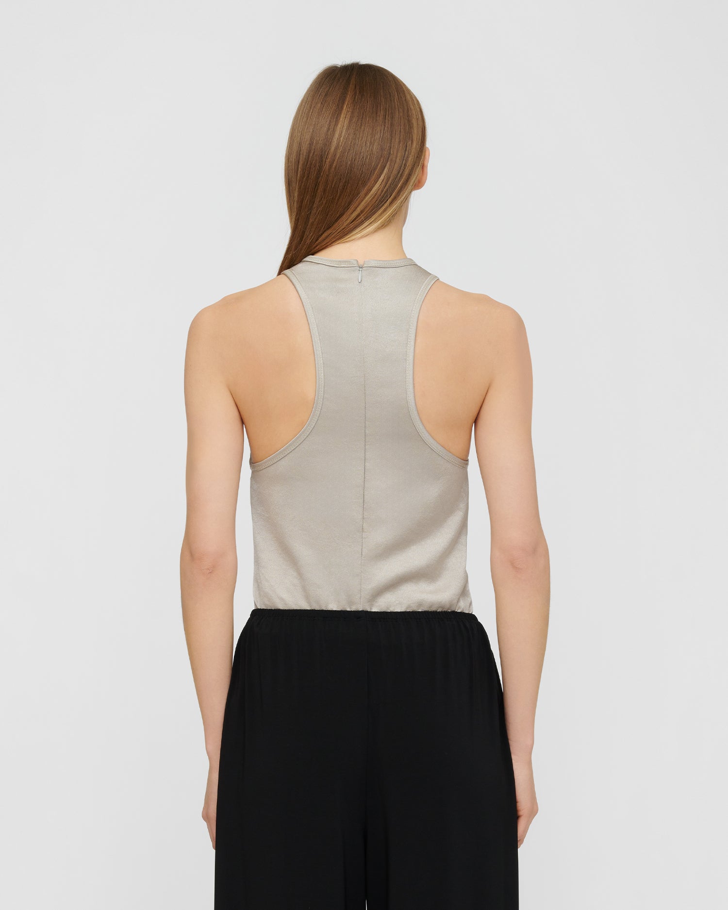 Veta - Crisp Satin Tank - Silver