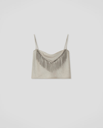 Lainey - Crisp Satin Top - Silver