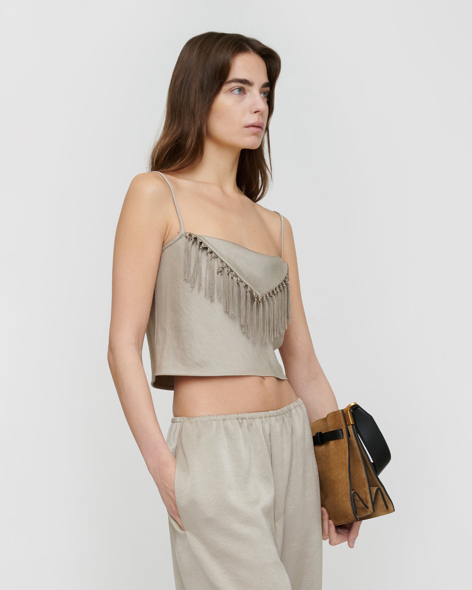 Lainey - Crisp Satin Top - Silver