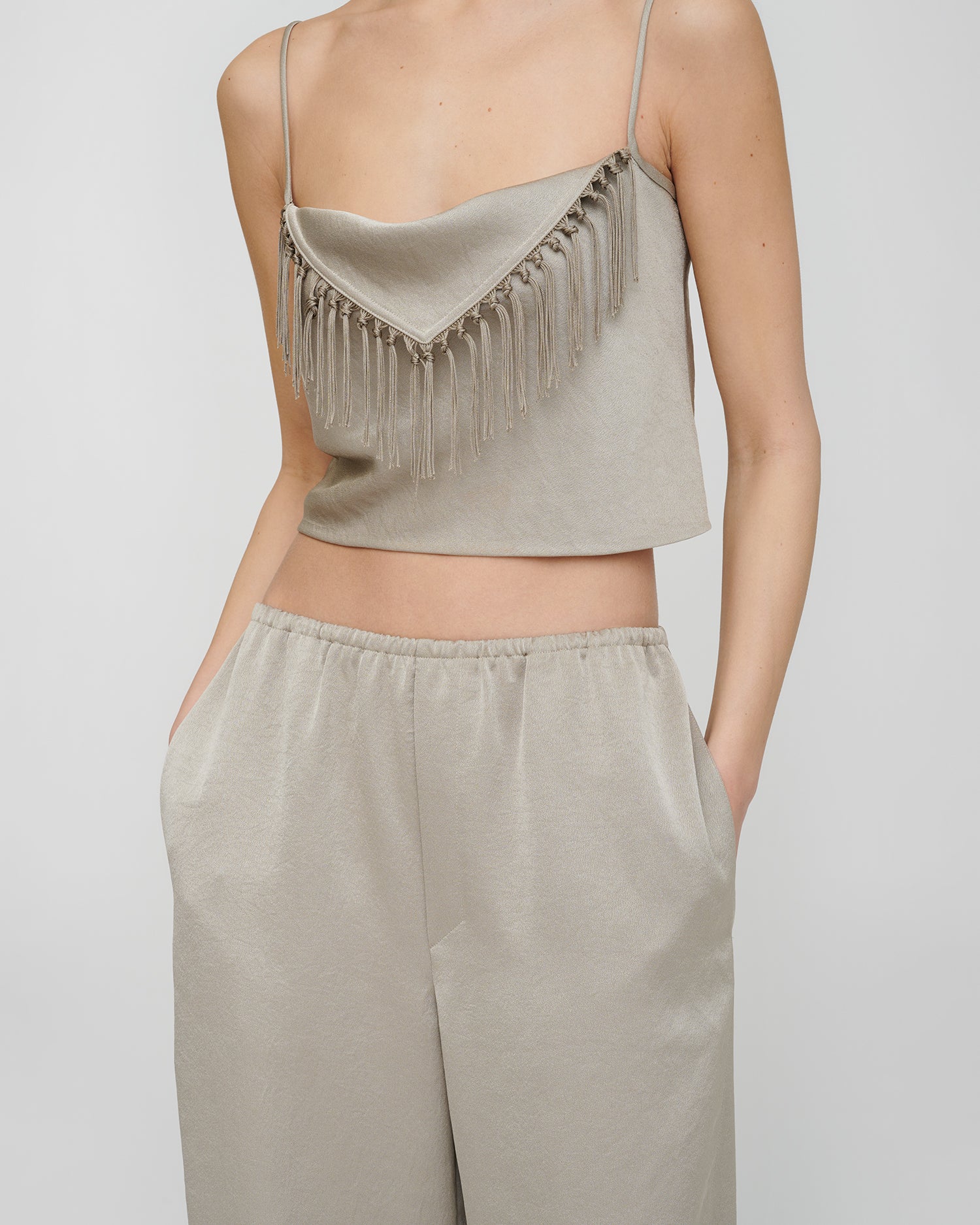 Lainey - Crisp Satin Top - Silver