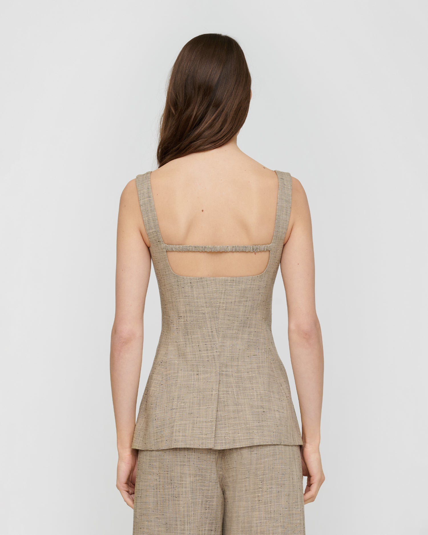Akua - Slub Tailoring Vest - Beige/Black