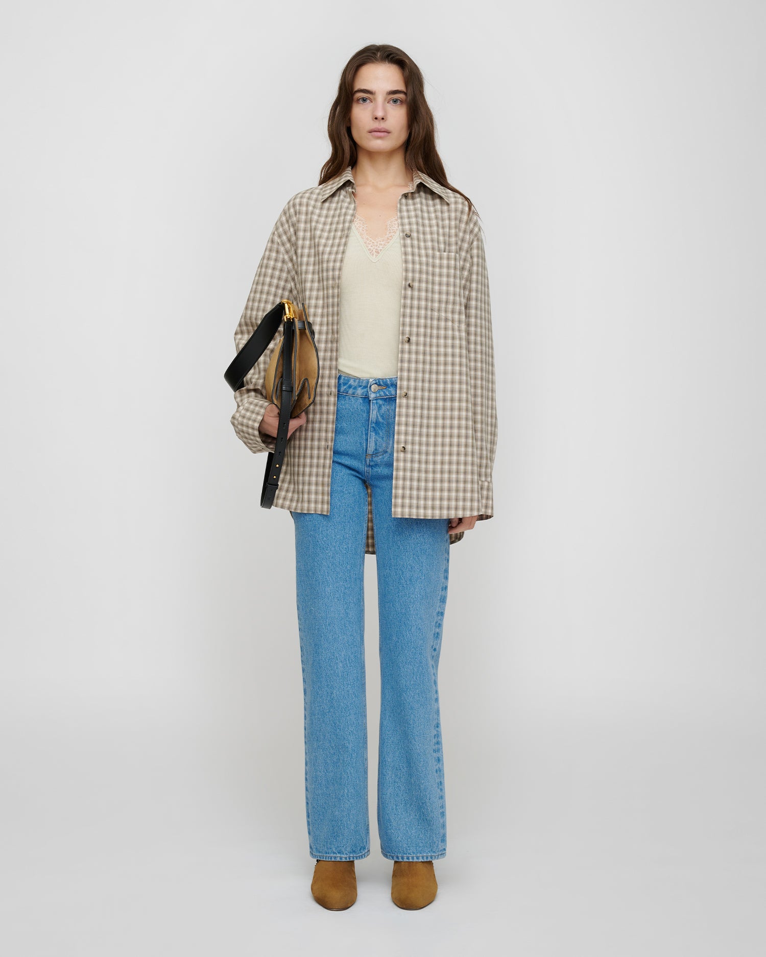 Atzi - Checked Shirting Shirt - Creme/Grey