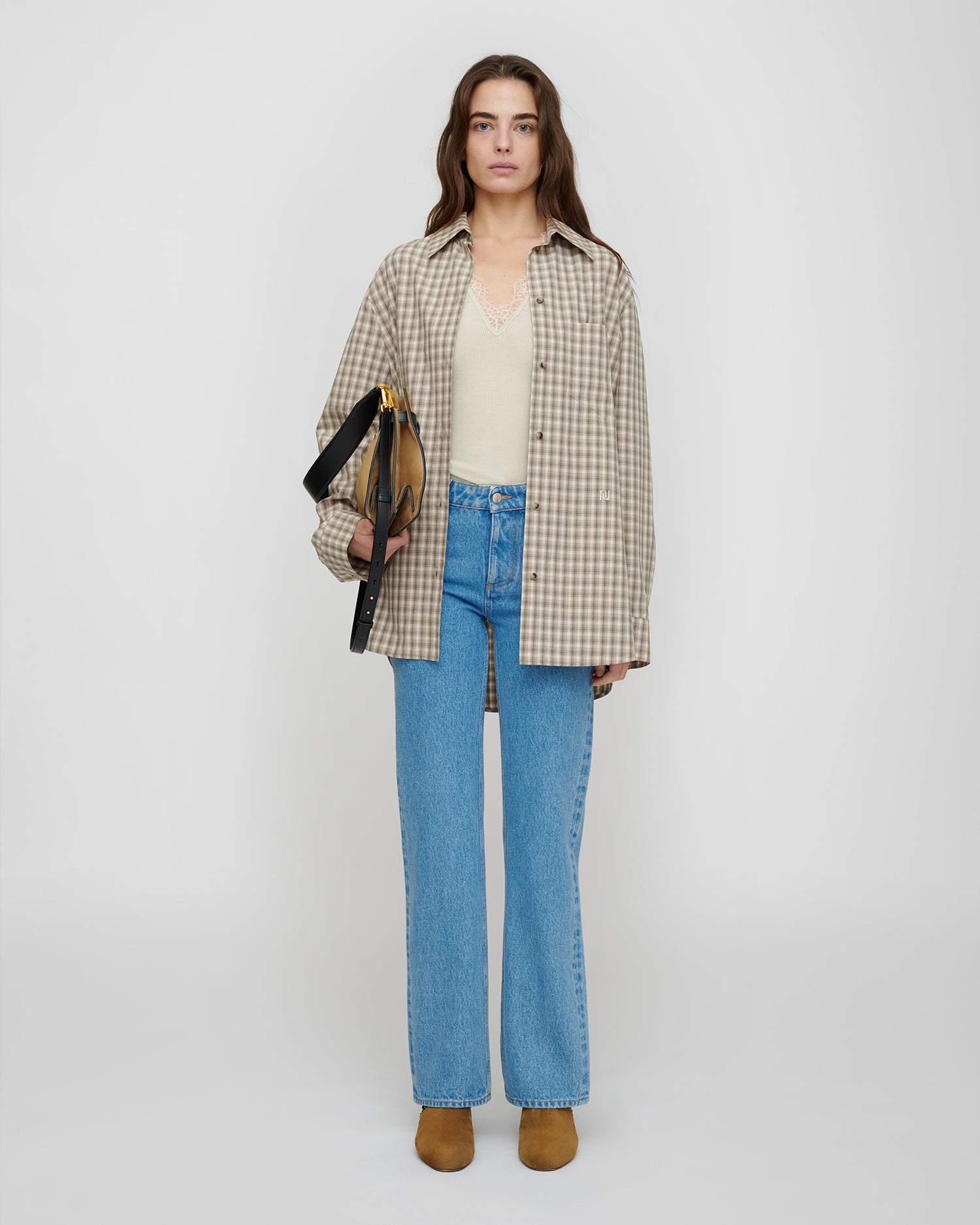 Atzi - Checked Shirting Shirt - Creme/Grey