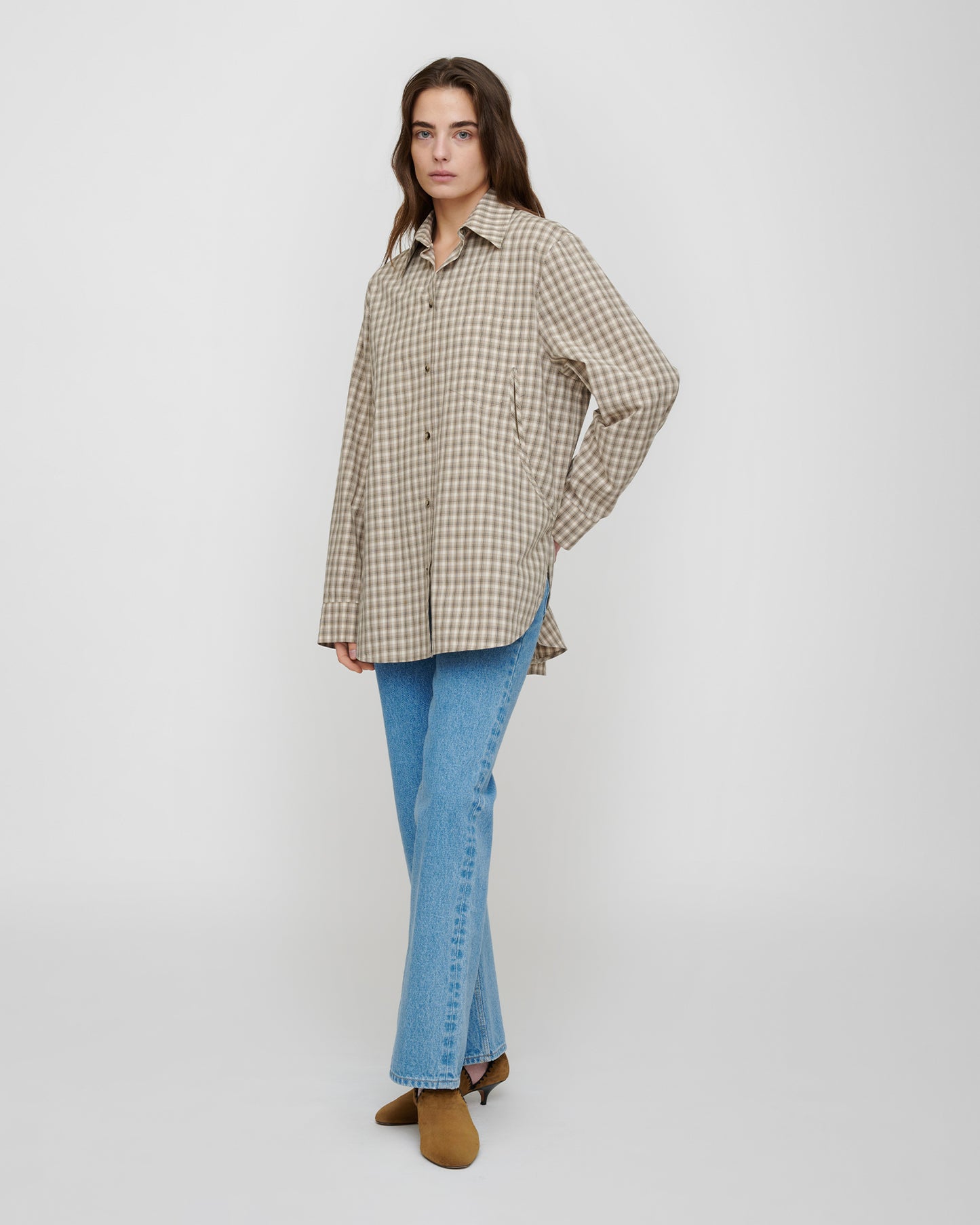 Atzi - Checked Shirting Shirt - Creme/Grey