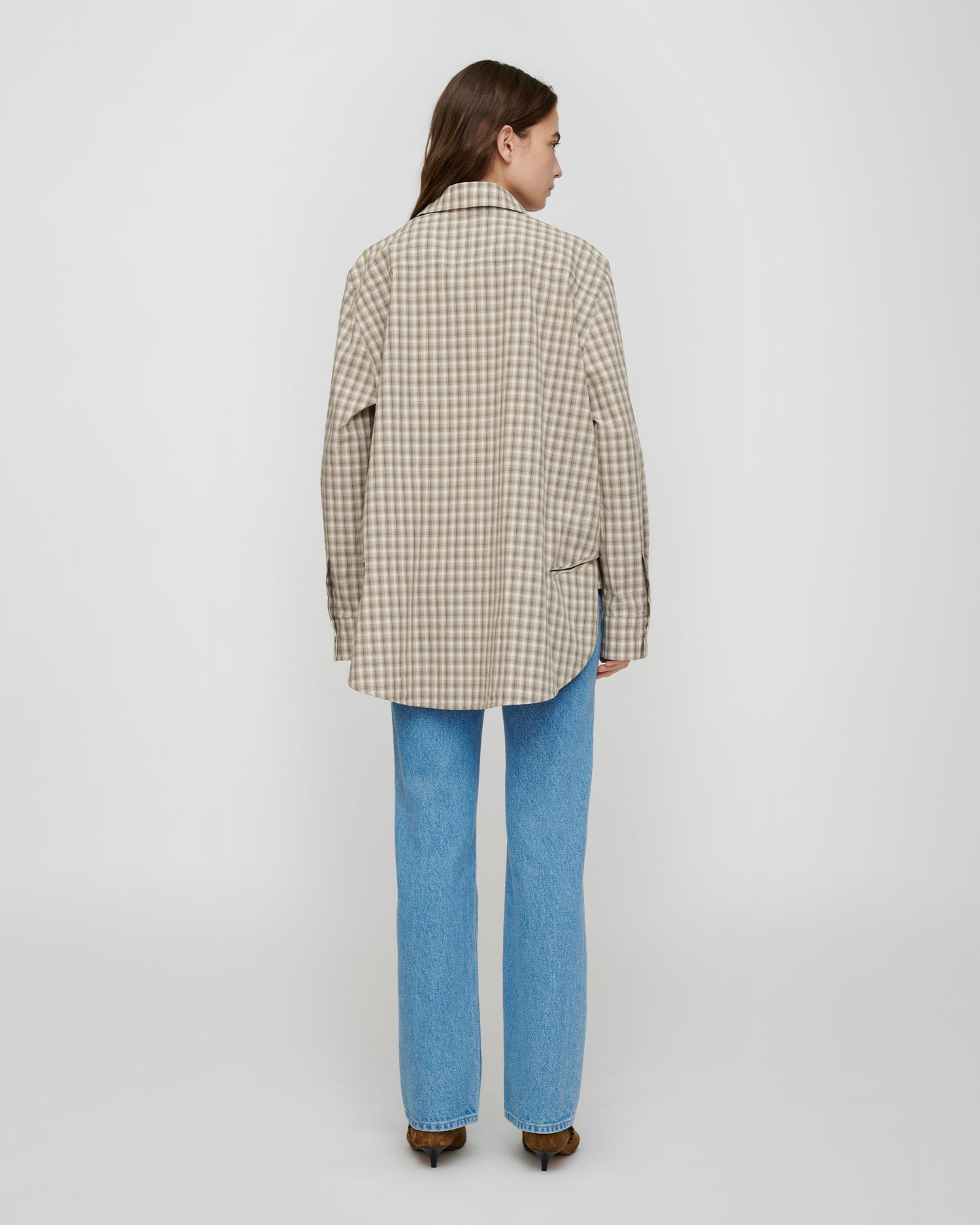 Atzi - Checked Shirting Shirt - Creme/Grey