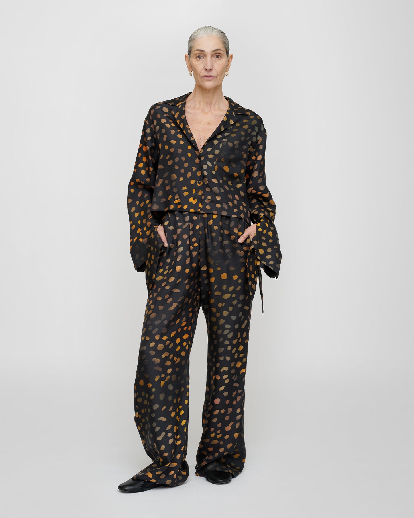 Nelida - Twill Silk Shirt - Moonlit Dots