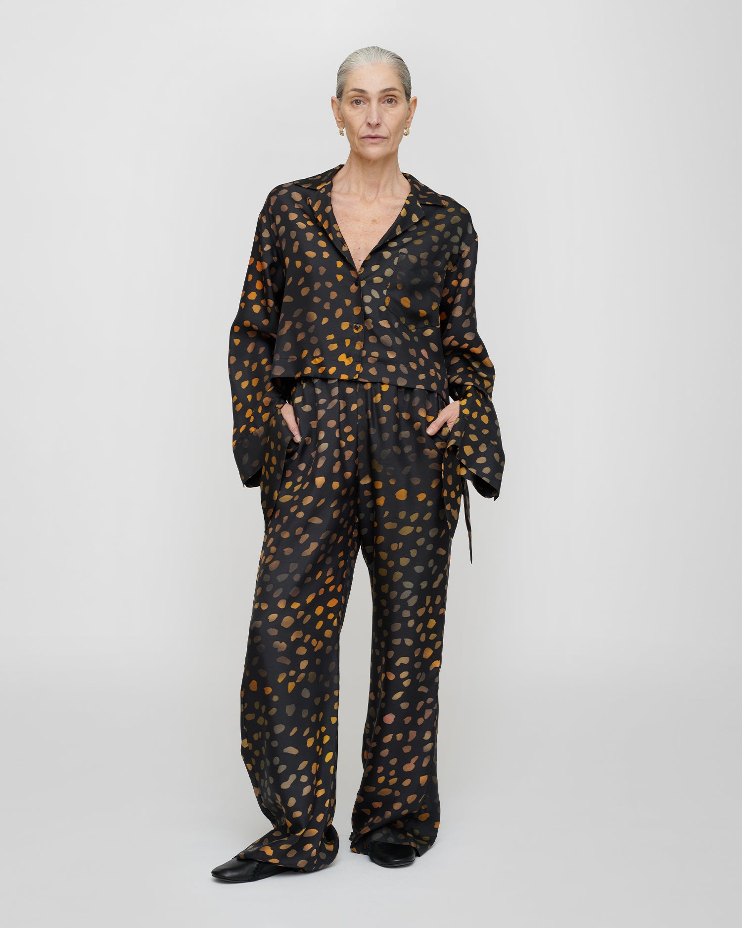Nelida - Twill Silk Shirt - Moonlit Dots