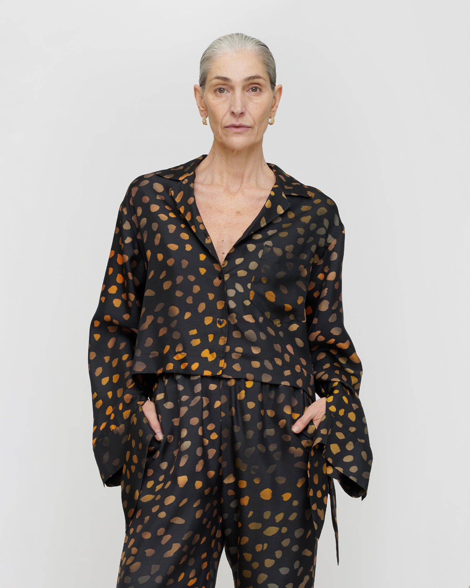 Nelida - Twill Silk Shirt - Moonlit Dots