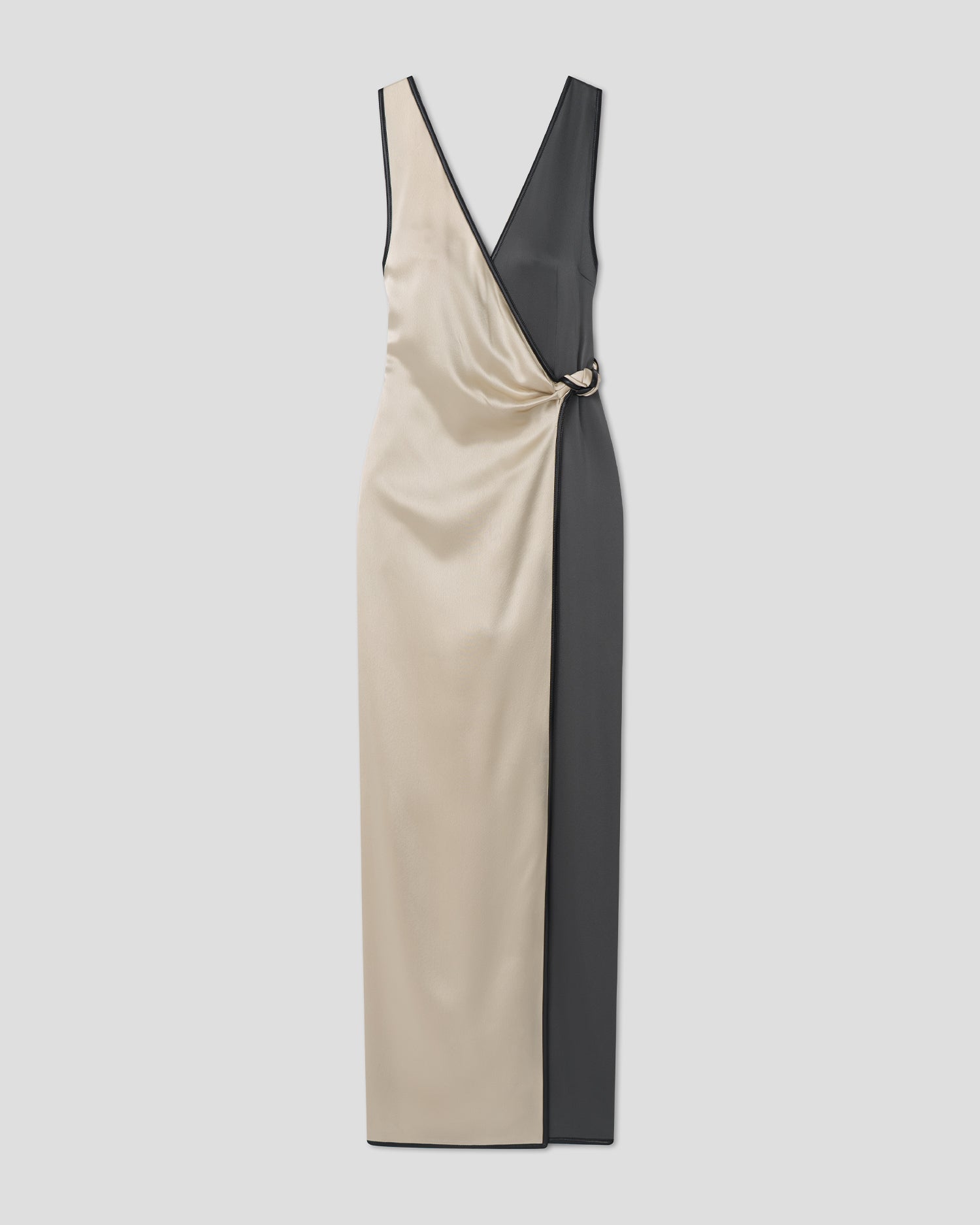 Perach - Color-Block Sleeveless Midi Dress - Eucalyptus/Midnight Green