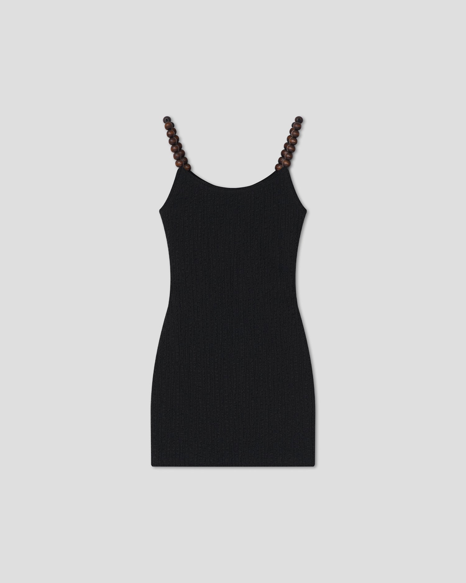 Reyne - Mini Dress With Wooden Beaded Straps - Black