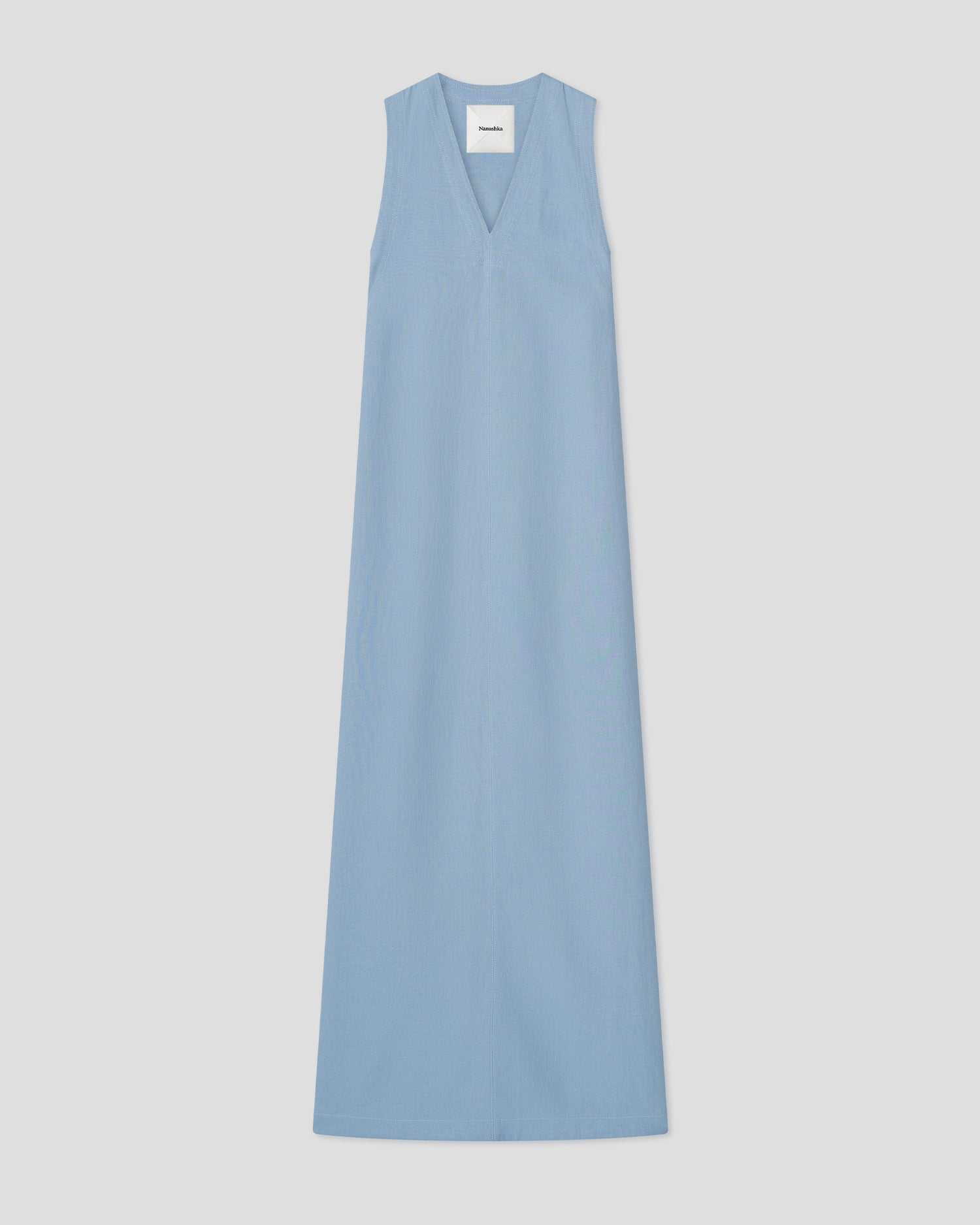 Amarilis - Loose Fit Maxi Dress With Twisted Back - Light Blue