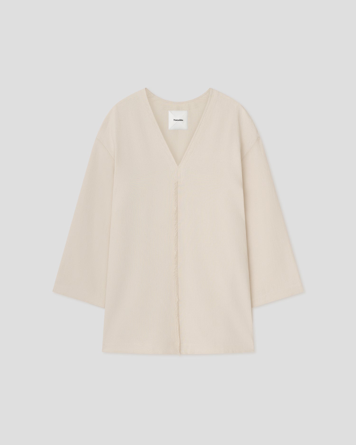 Isabelle - V-Neck Tunic Mini Dress - Creme