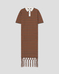 Farid - Fringed maxi dress - Tan/White/Black