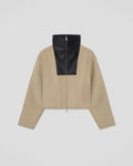 Alonza - Bonded Linen and Regen Leather Jacket - Stone/Black
