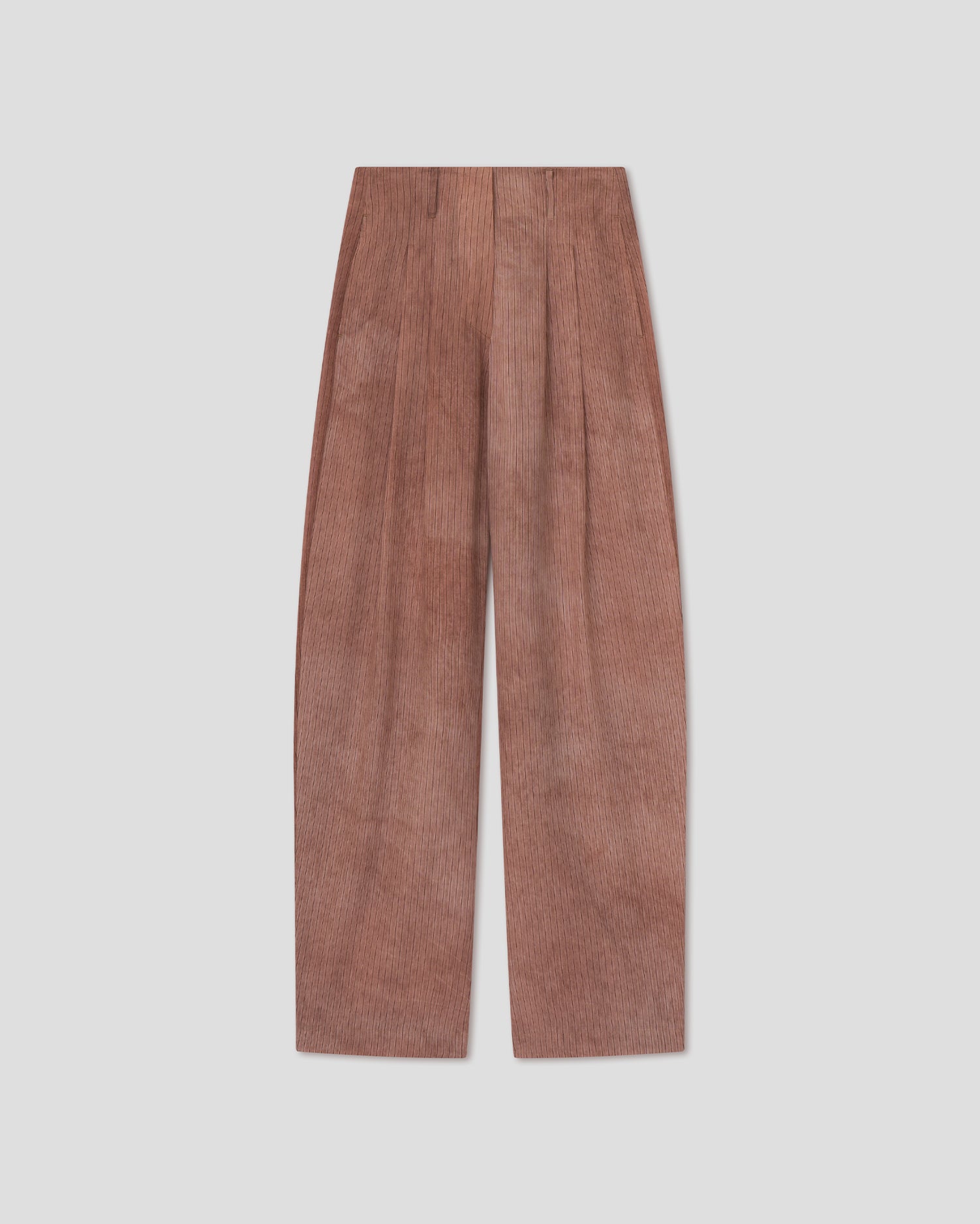 Hettie - Striped Organza Barrel-Leg Pants - Terracotta