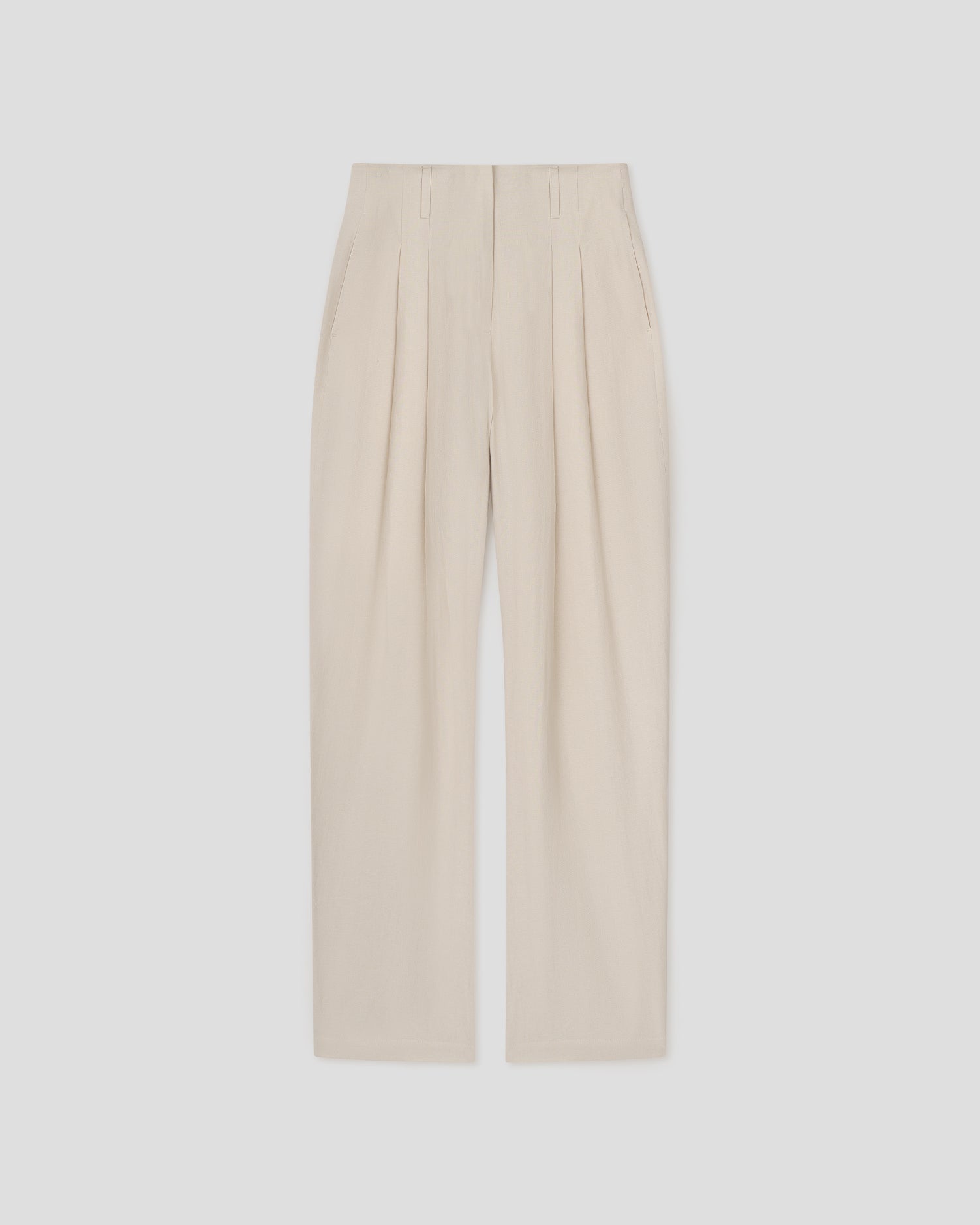 Hettie - Linen Viscose Barrel-Leg Pants - Creme
