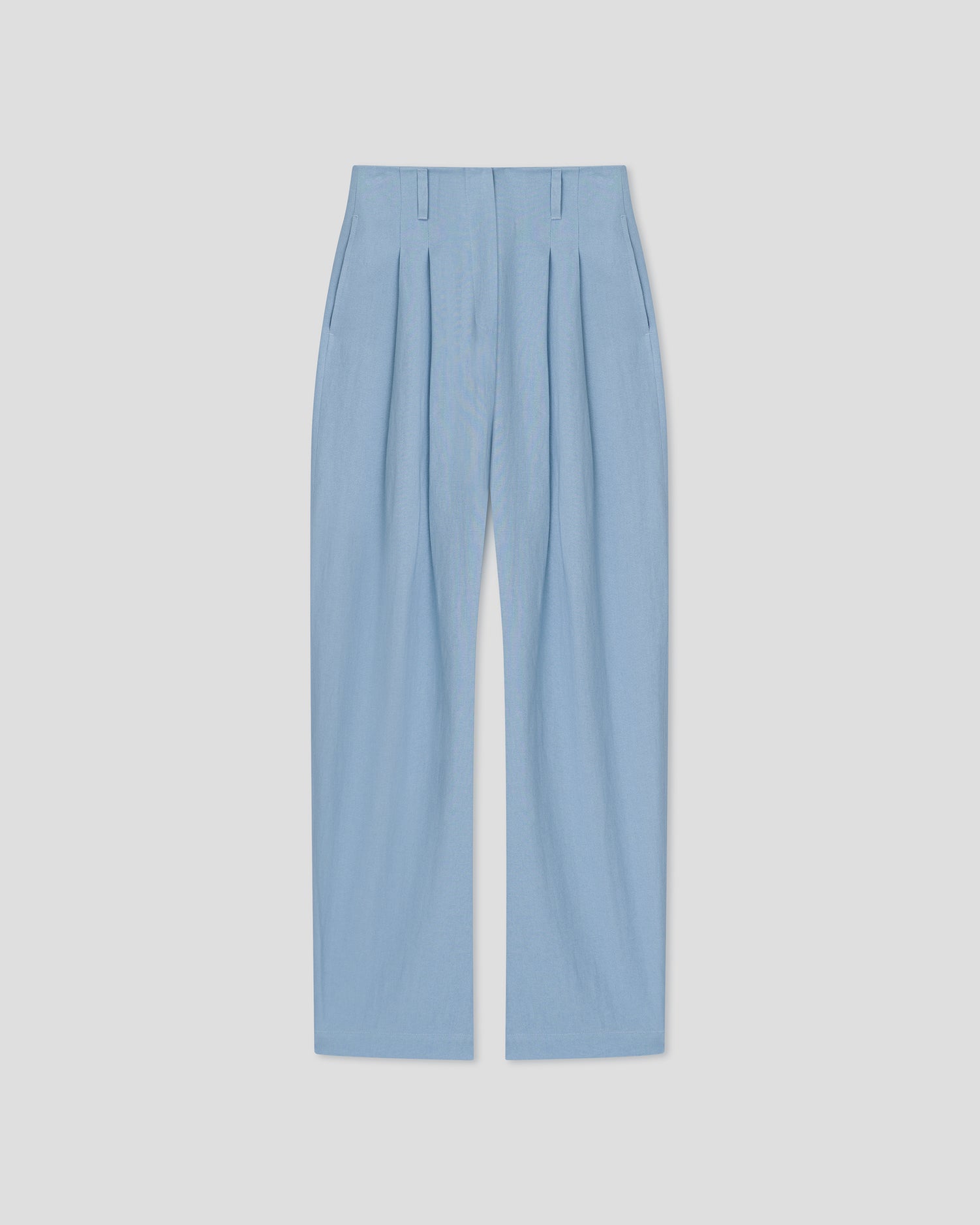 Hettie - Linen Viscose Barrel-Leg Pants - Light Blue